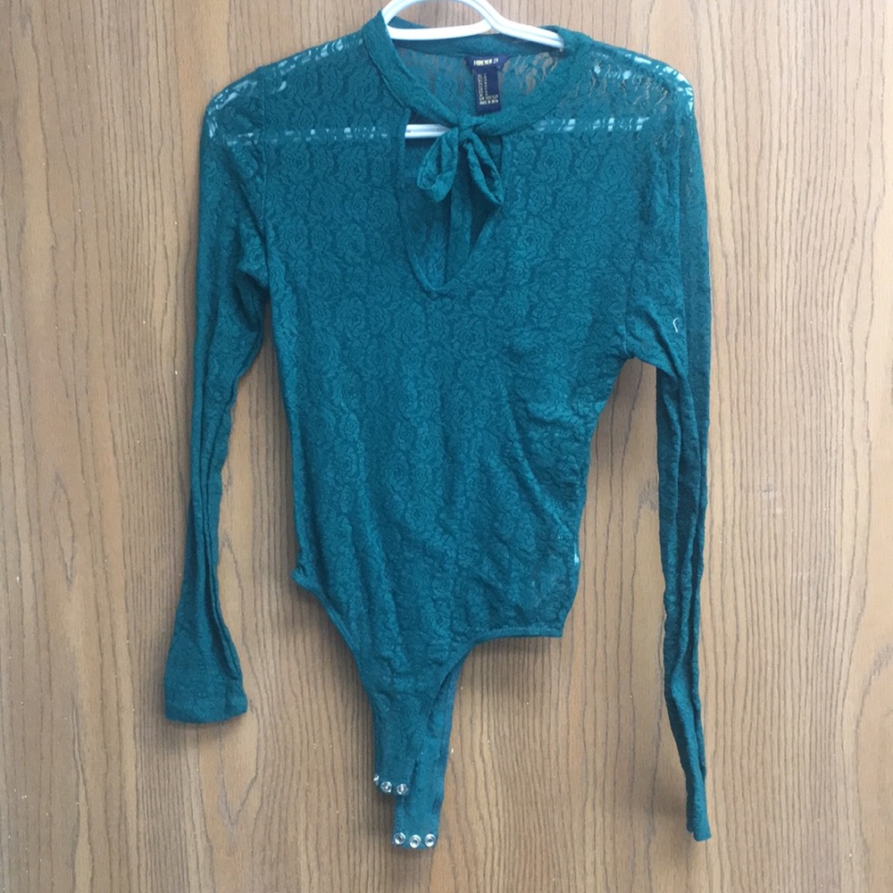Turquoise lace, see through top